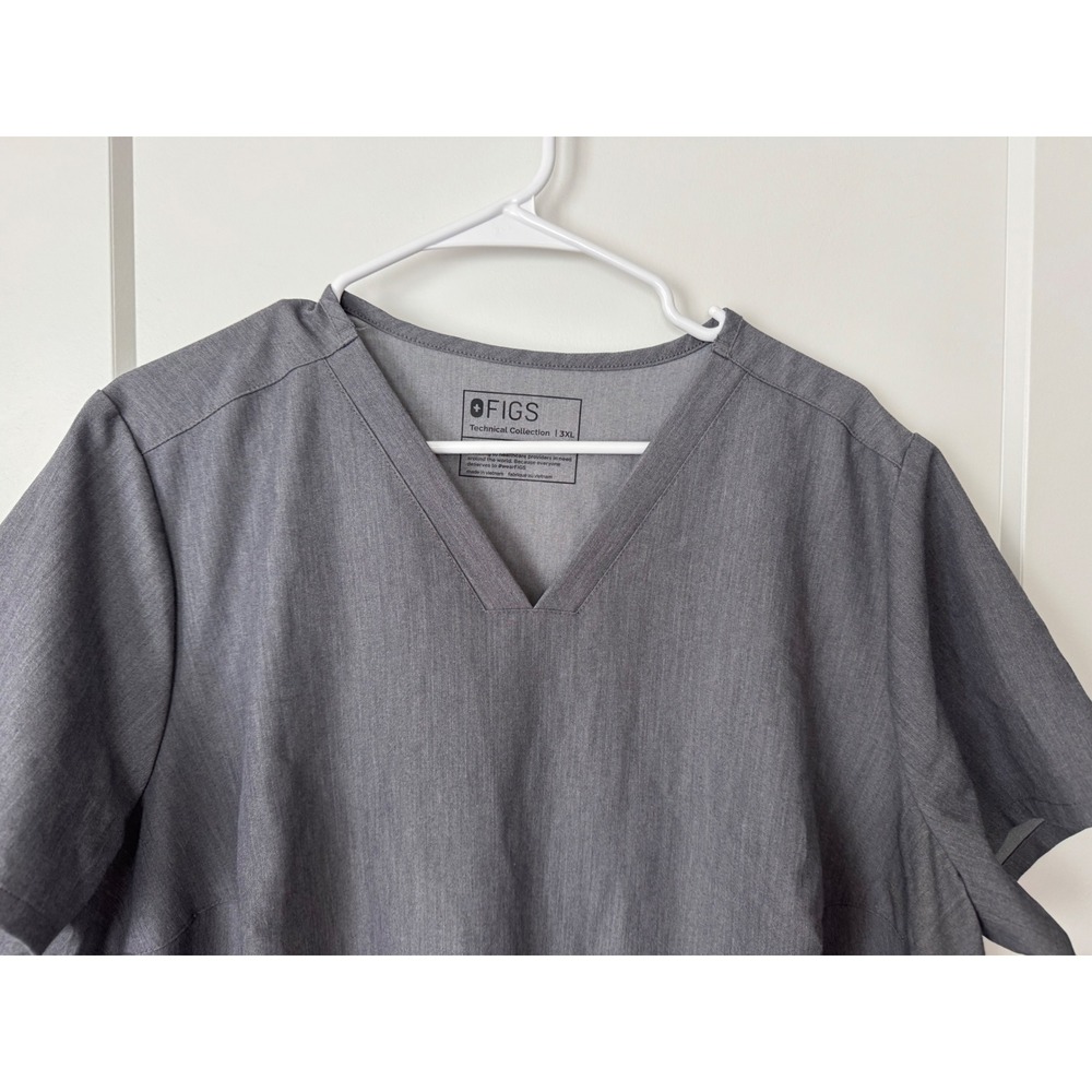 FIGS Casma V-Neck Scrub Top Heather Charcoal Grey Technical Collection 3XL - Picture 4 of 7